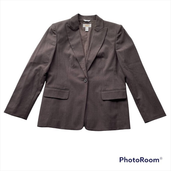 Talbots Blazer Jacket Brown Size 8 Petite Stretch business office Wool Blend - Picture 8 of 9